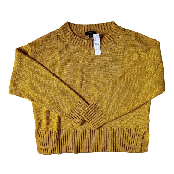 J.Crew Relaxed Linen-Cotton Blend Beach Knit Sweater Medium Maize NWT - Picture 1 of 8